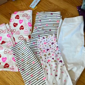 3 pieces heart pattern leggings. Girls cute leggings with heart prints.